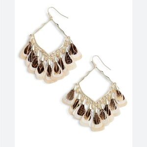 Kendra Scott Gold Raven Earrings with Brown Feathers